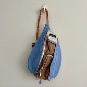 KAVU Rope Bag in Sky Blue with Peach Interior